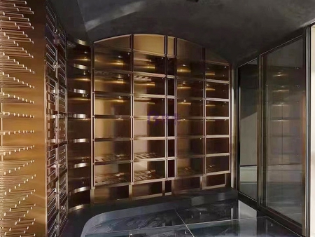 高端设计不锈钢酒柜酒窖成品展示